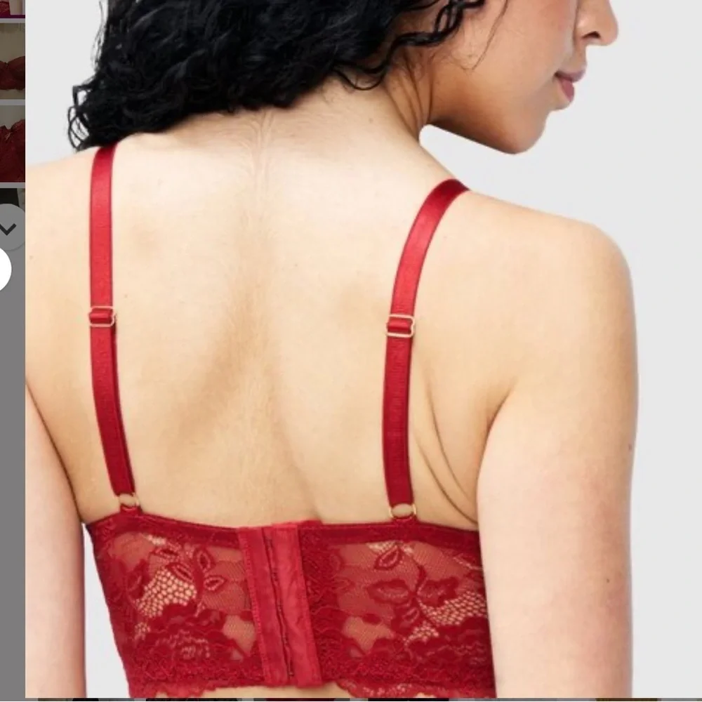 Frederick’s Of Hollywood Desiree red lace push up balconette bra Size 36D New